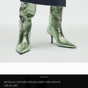 Zara leather metallic knee boot
